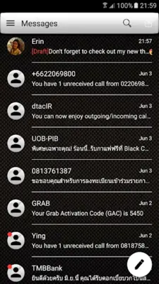 SMS Messages Gloss White Black android App screenshot 3